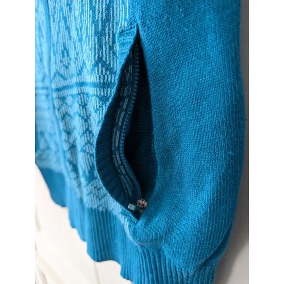 Athleta Full Zip Retro Ski Sweater w/Pockets | Women's Size M | Teal Blue - Picture 4 of 13
